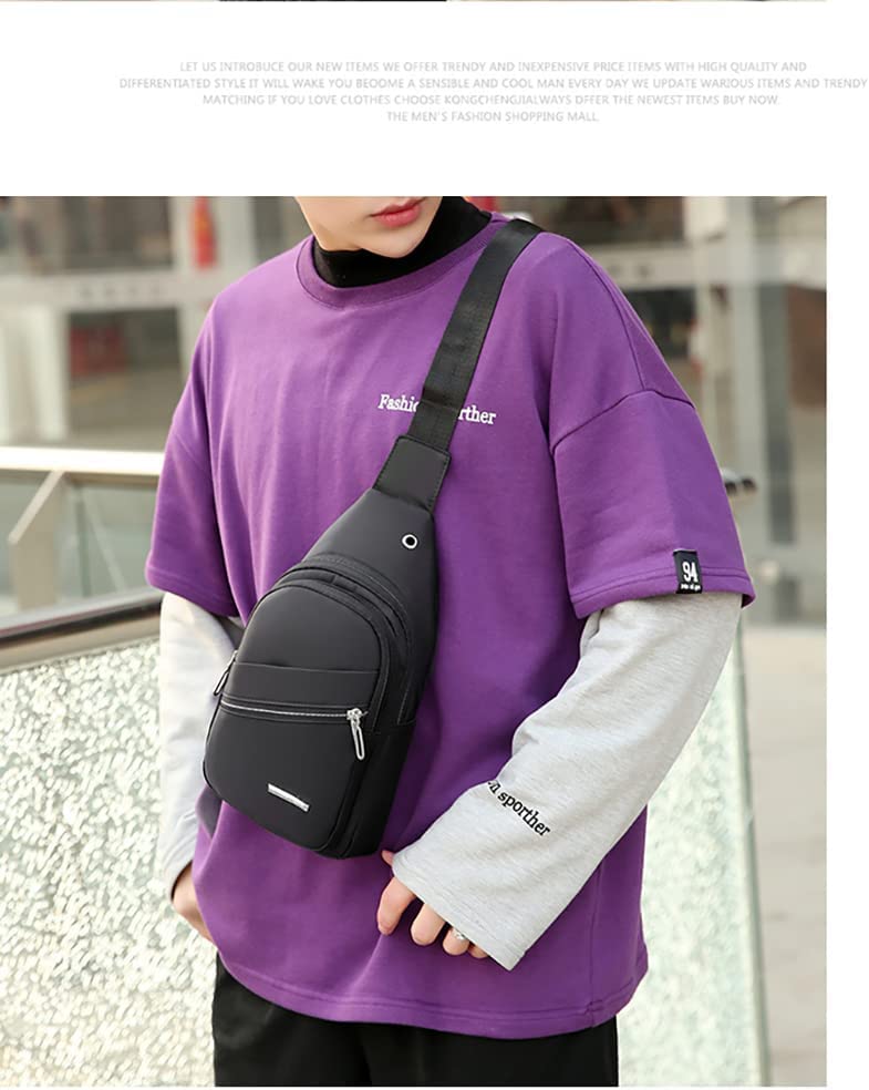 Yerchic Small Sling Bag Crossbody Shoulder Bag for Men Women Lightweight One Strap Backpack Casual Daypack for Daily Travel Outdoor, Black,5811 - Image 4